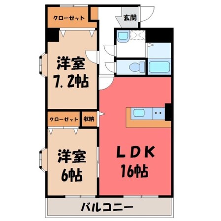 宇都宮駅 徒歩15分 3階の物件間取画像